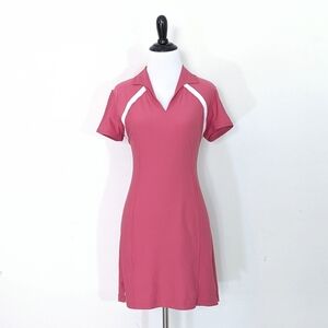 Nike Stretchy Pink & White Athletic Golf Polo Dress - Size Medium Womens 8-10